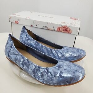 New Sabrinas 33877 Metallic Marble Ballet Flats Zafiro Blue Leather 41 Office